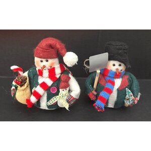 Vintage-Inspired Snowman Figurines 2 Decorative Holiday Fleece Weighted